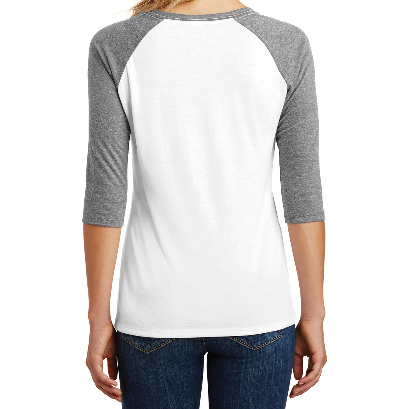 Women's Perfect Tri 3/4-Sleeve Raglan - Grey Frost/ White