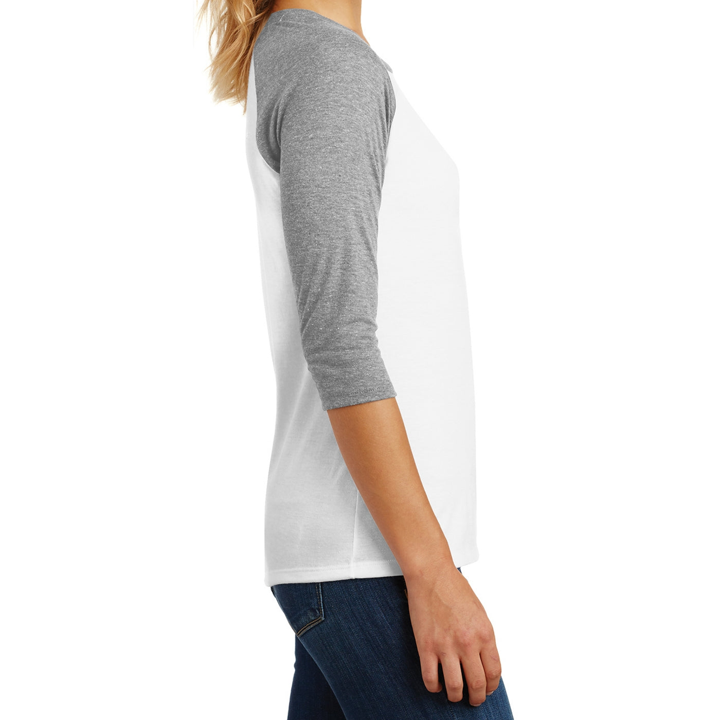 Women's Perfect Tri 3/4-Sleeve Raglan - Grey Frost/ White