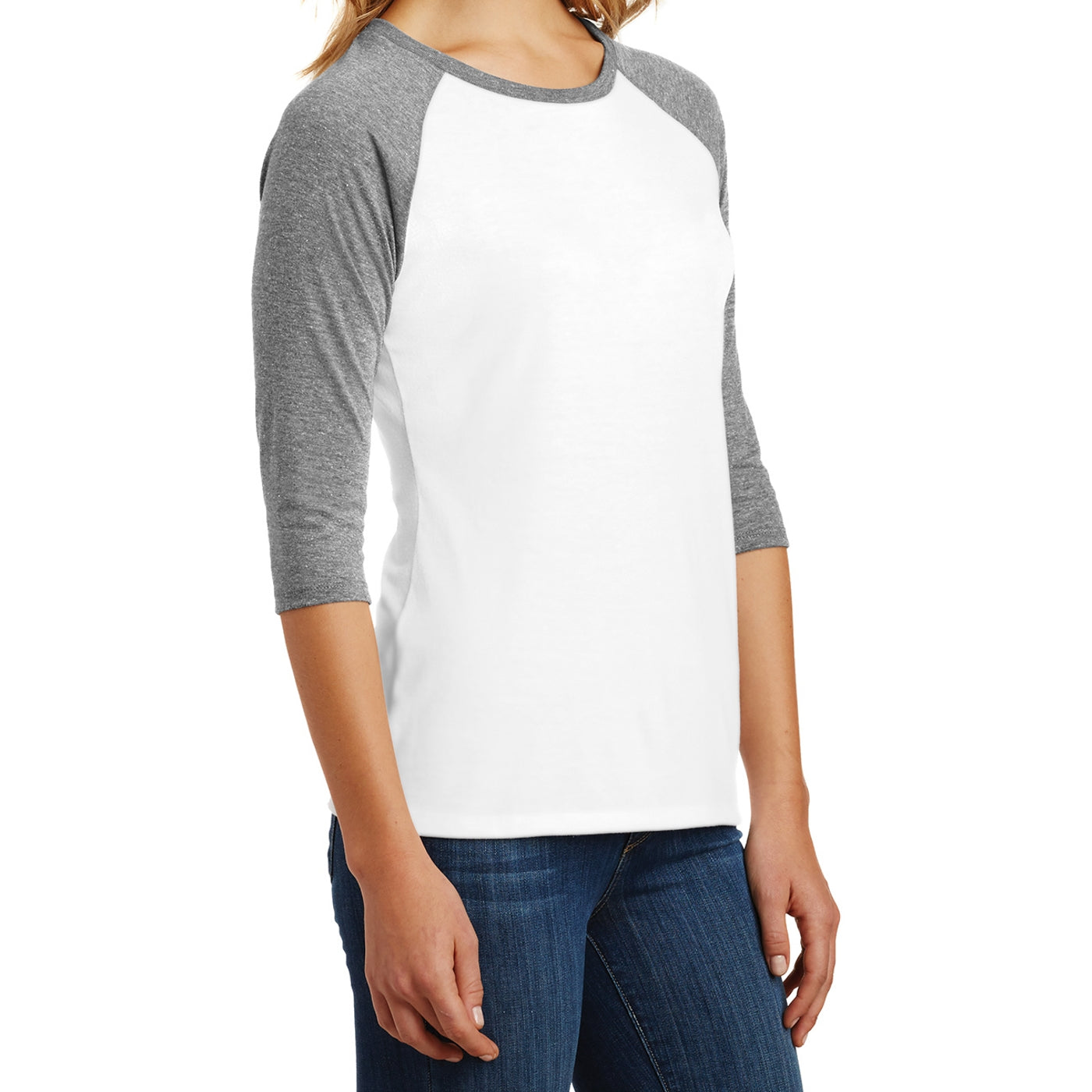 Women's Perfect Tri 3/4-Sleeve Raglan - Grey Frost/ White