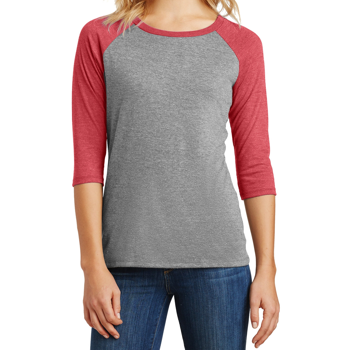 Women's Perfect Tri 3/4-Sleeve Raglan - Red Frost/ Grey Frost