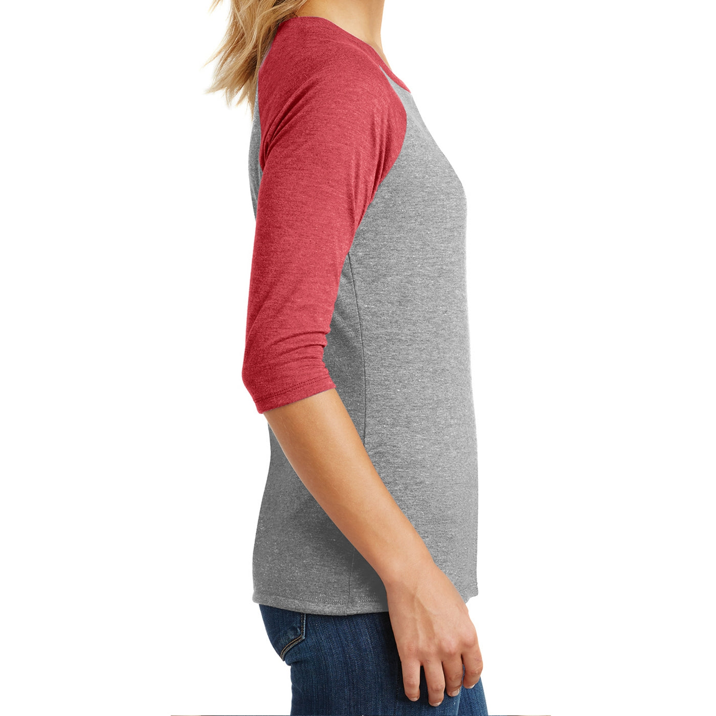 Women's Perfect Tri 3/4-Sleeve Raglan - Red Frost/ Grey Frost