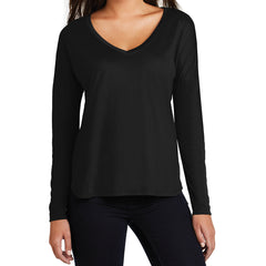 Women's Drapey Long Sleeve Tee - Black - Front