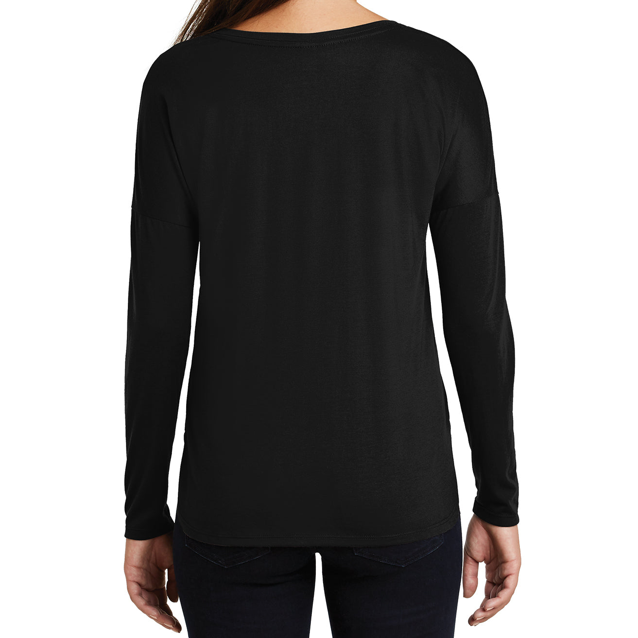 Women's Drapey Long Sleeve Tee - Black - Back