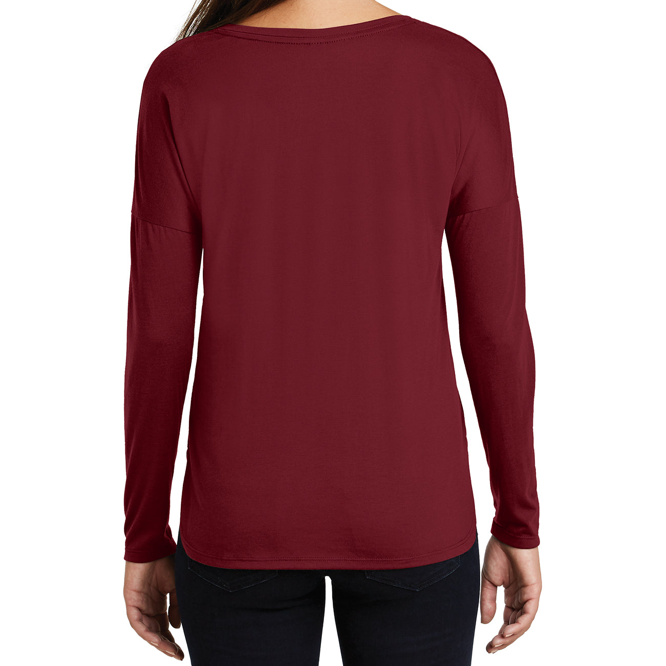 Women's Drapey Long Sleeve Tee - Cardinal - Back