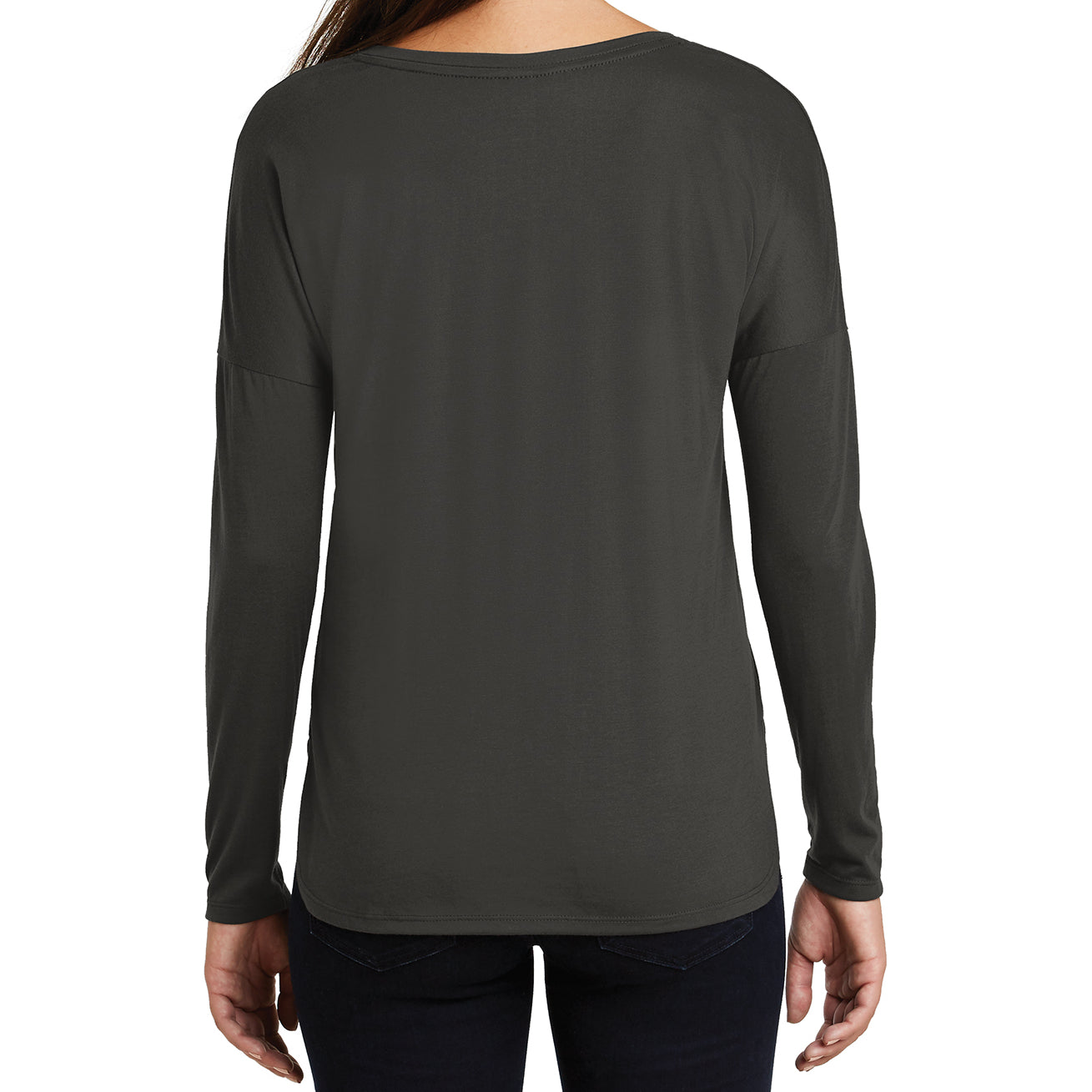 Women's Drapey Long Sleeve Tee - Charcoal - Back