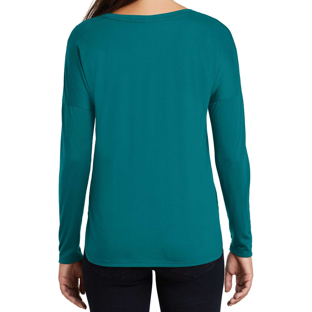 Women's Drapey Long Sleeve Tee - Teal - Back