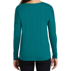 Women's Drapey Long Sleeve Tee - Teal - Back