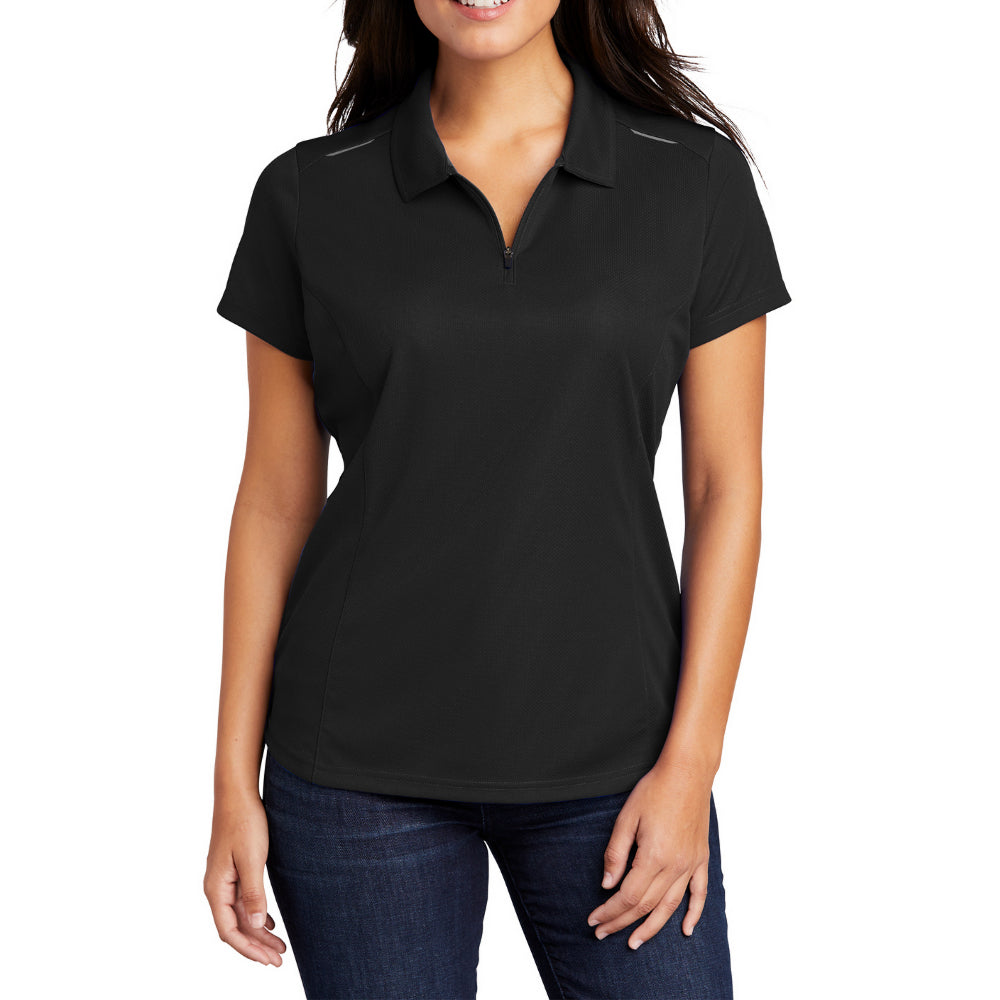 Women's Pinpoint Mesh Zip Polo
