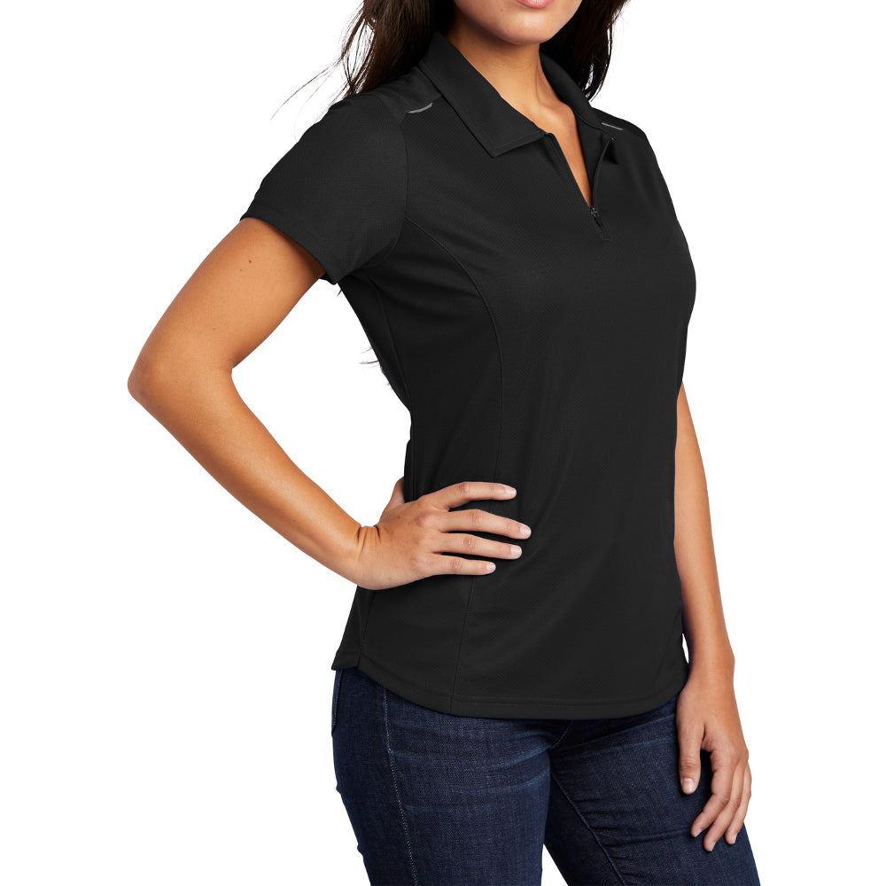 Women's Pinpoint Mesh Zip Polo