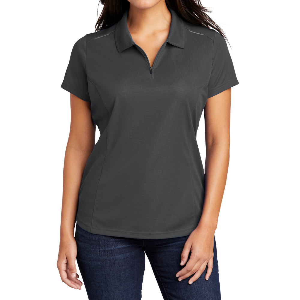 Women's Pinpoint Mesh Zip Polo