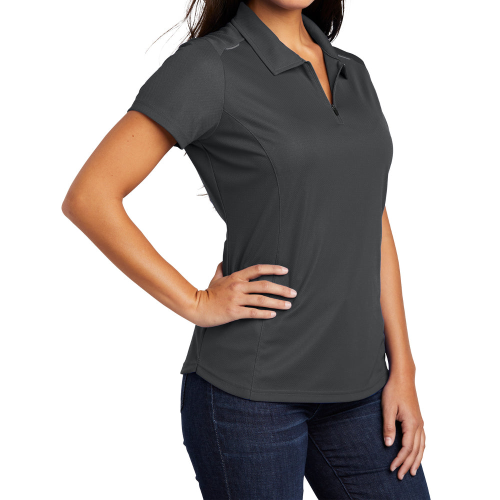 Women's Pinpoint Mesh Zip Polo