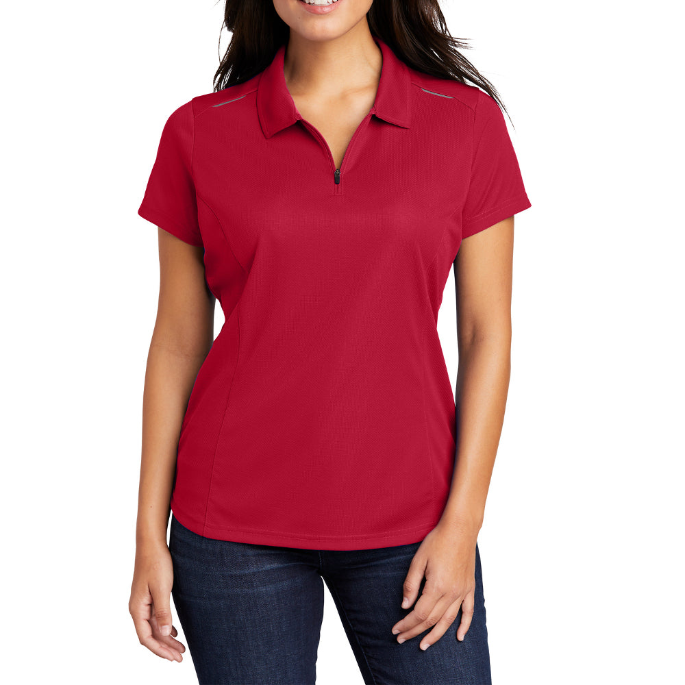 Women's Pinpoint Mesh Zip Polo