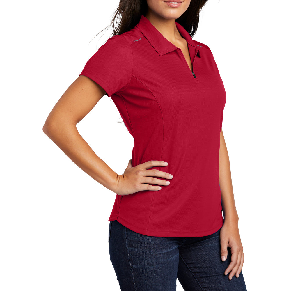 Women's Pinpoint Mesh Zip Polo