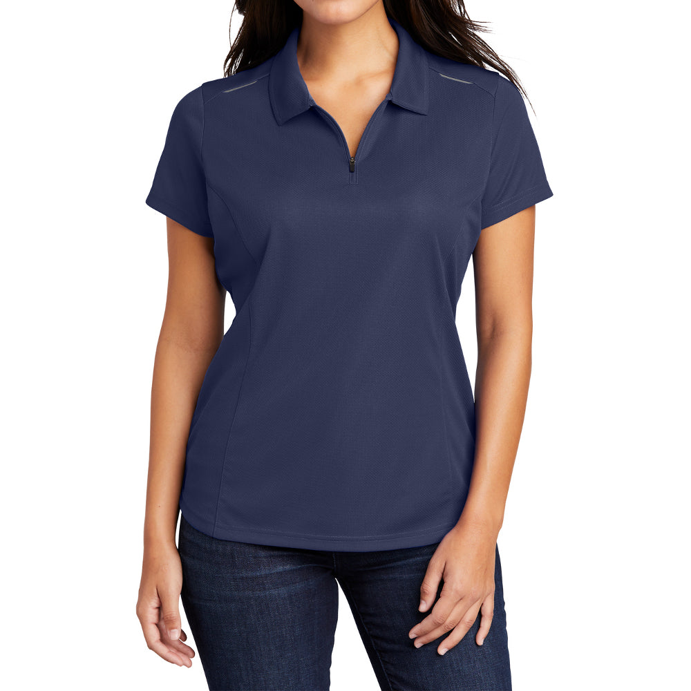 Women's Pinpoint Mesh Zip Polo
