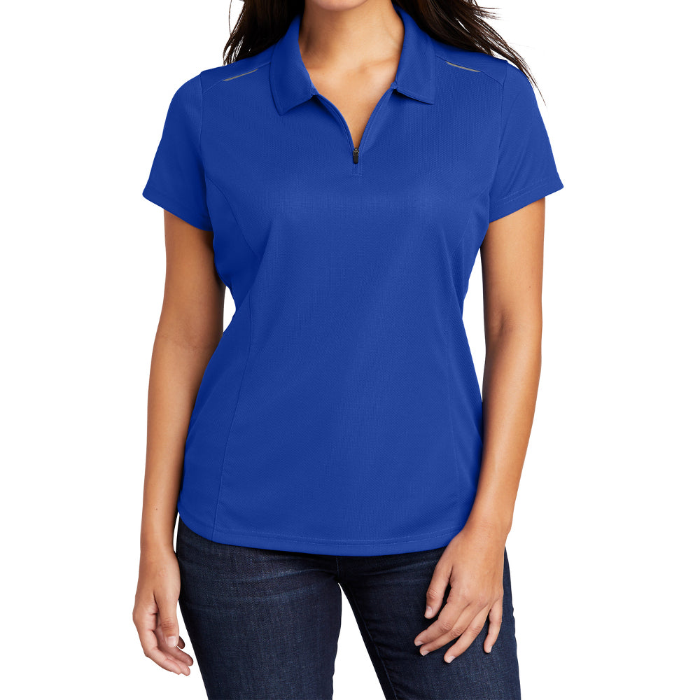 Women's Pinpoint Mesh Zip Polo