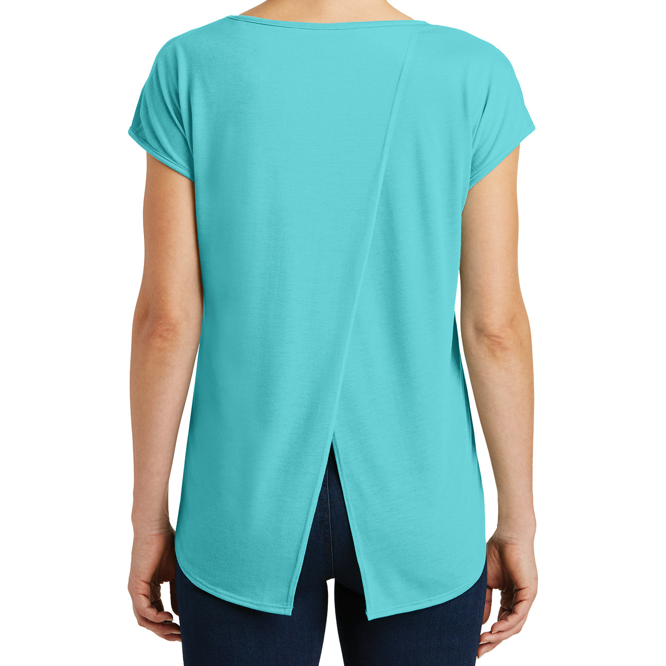 Womens Drapey Cross-Back Tee - Aqua Ice - Back
