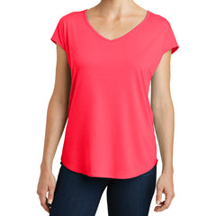 Womens Drapey Cross-Back Tee - Hot Coral - Front