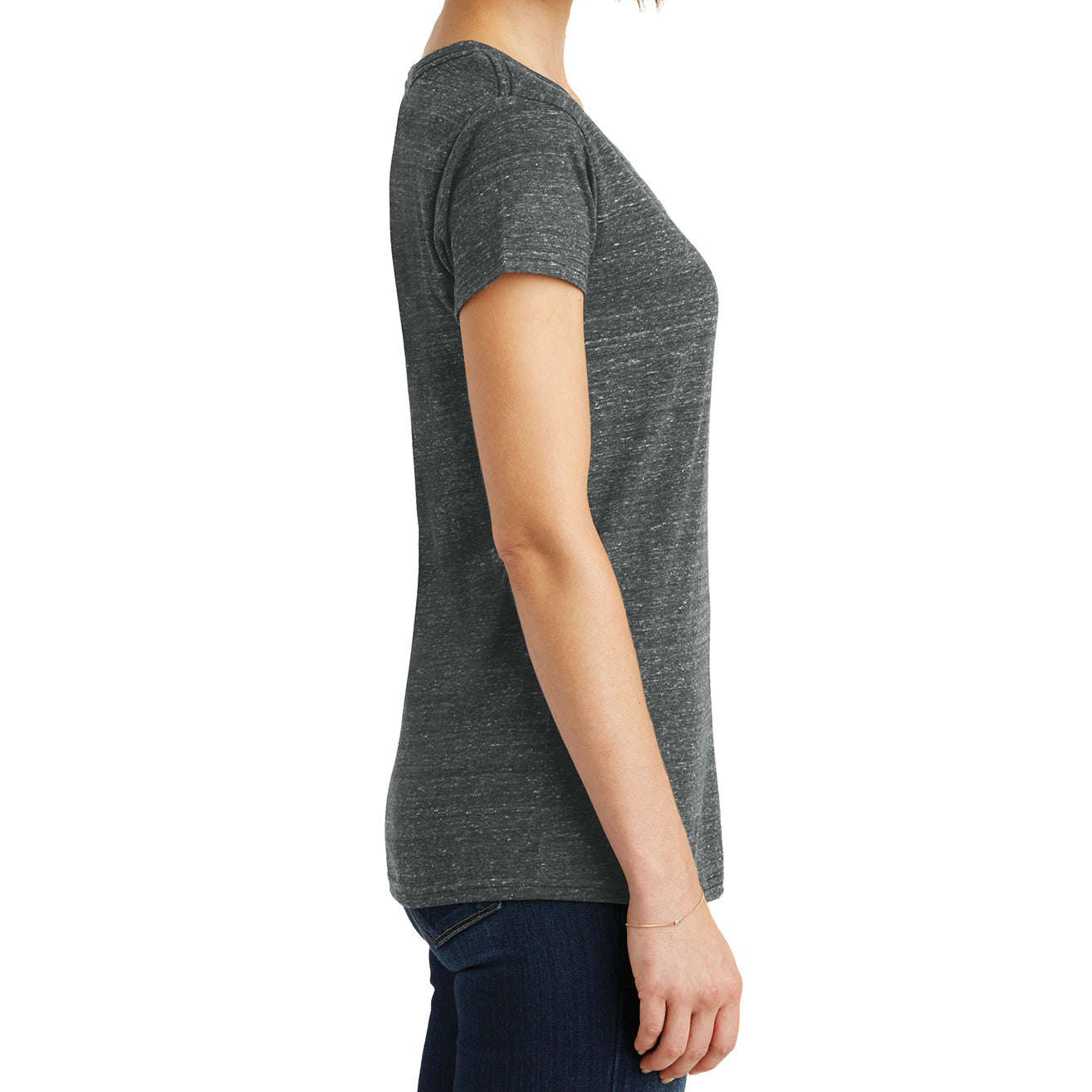 Womens Cosmic Relaxed V-Neck Tee - Black/Grey Cosmic - Side