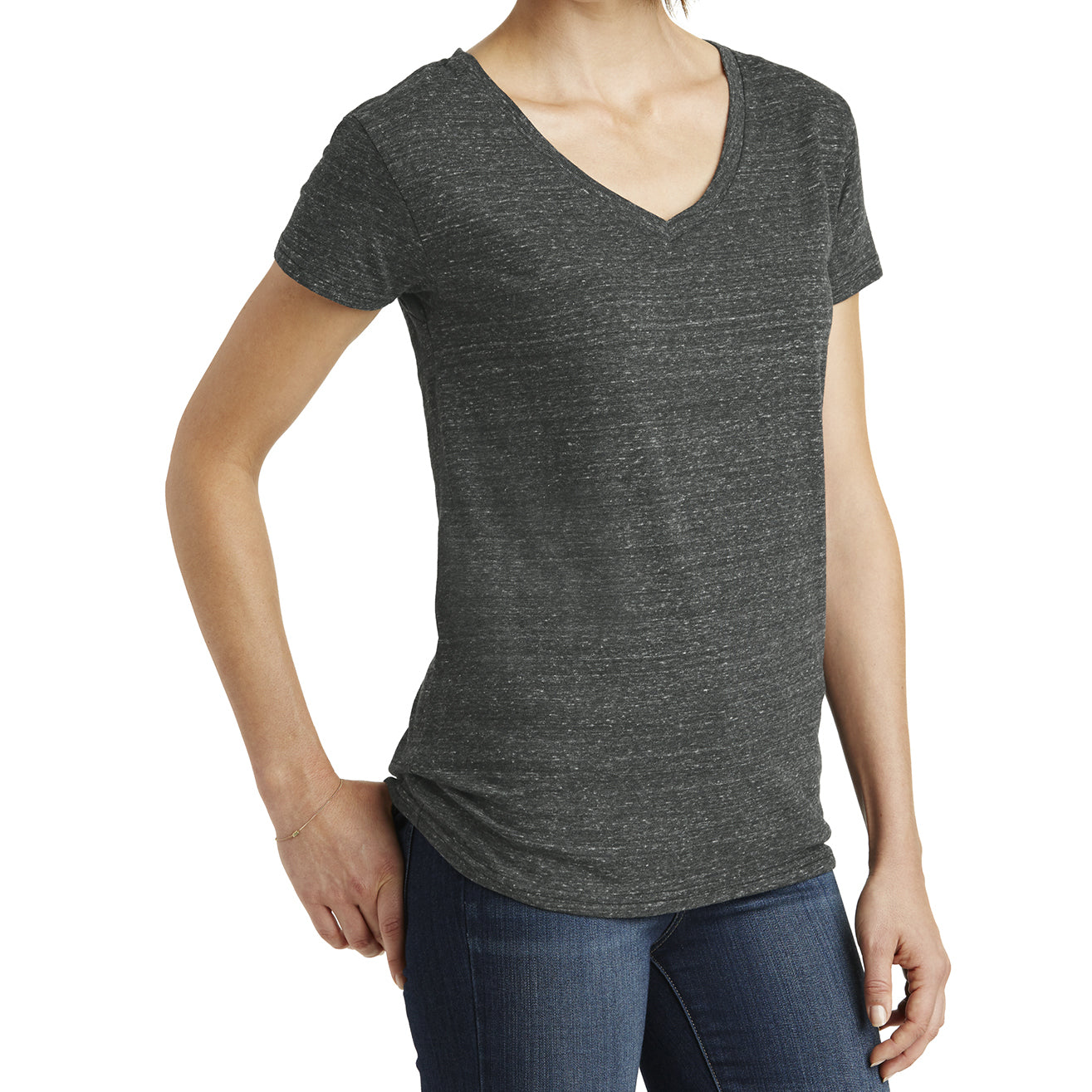 Womens Cosmic Relaxed V-Neck Tee - Black/Grey Cosmic - Side