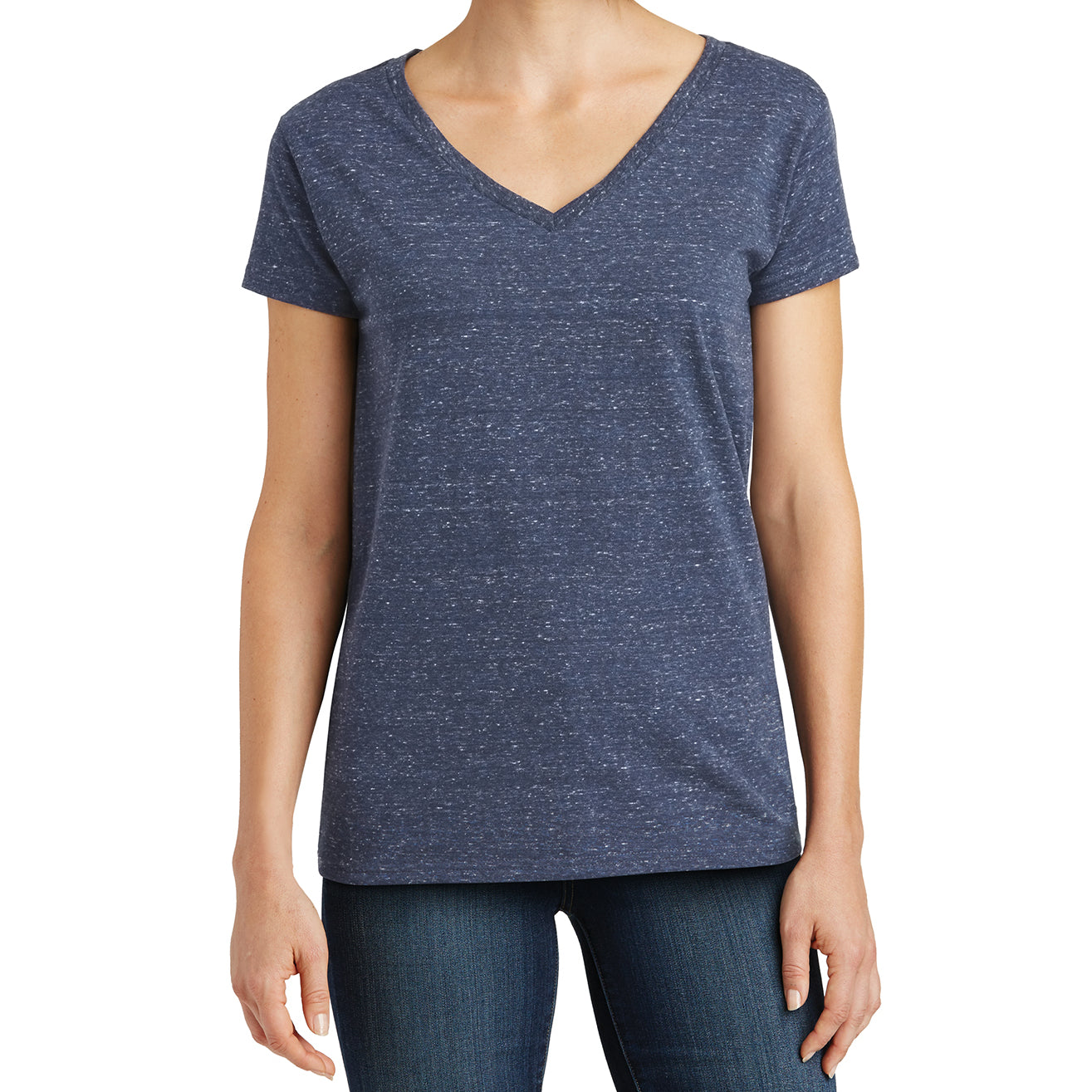 Womens Cosmic Relaxed V-Neck Tee - Navy/Royal Cosmic - Front