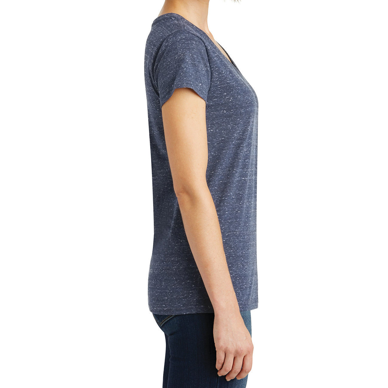 Womens Cosmic Relaxed V-Neck Tee - Navy/Royal Cosmic - Side