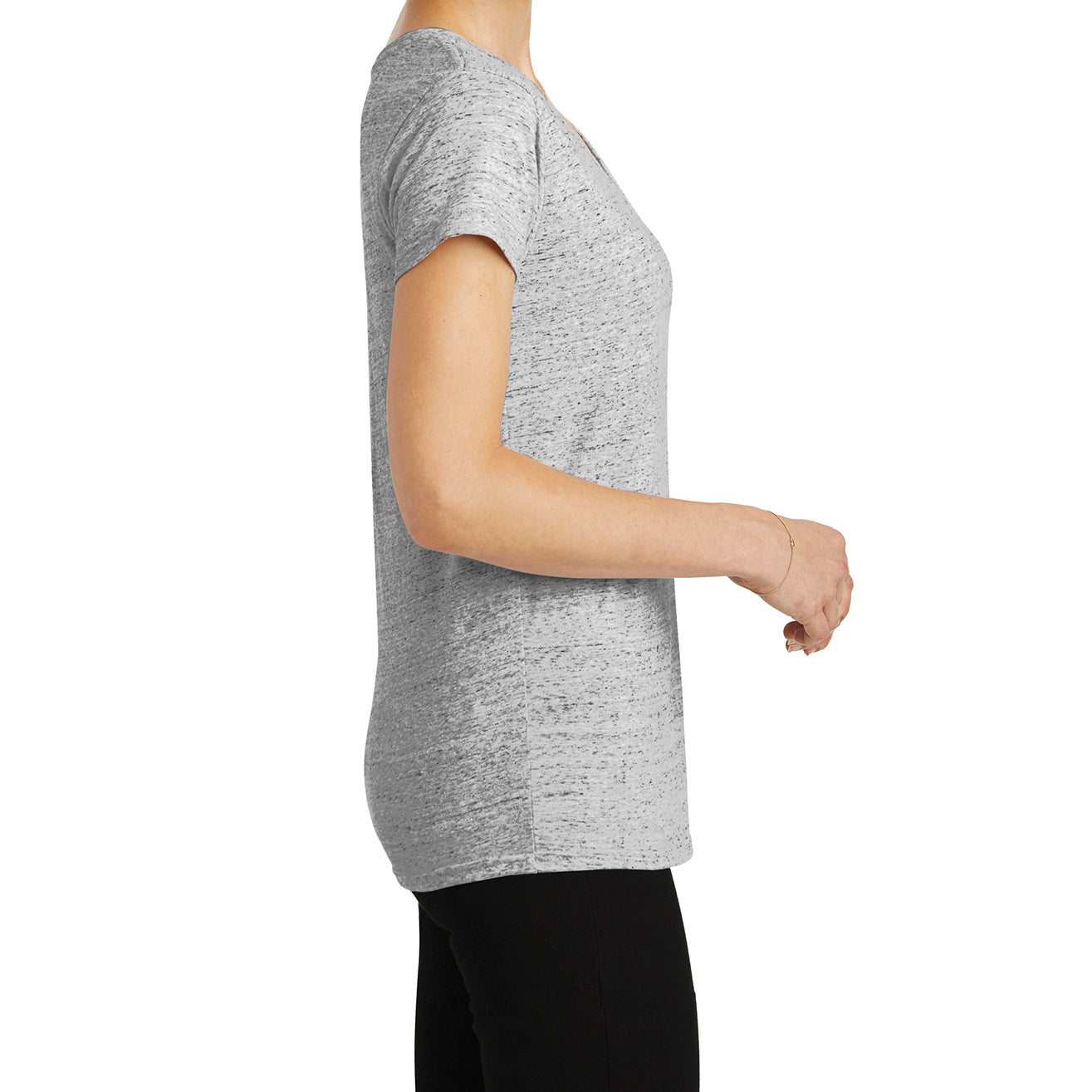 Womens Cosmic Relaxed V-Neck Tee - White/Black Cosmic - Side