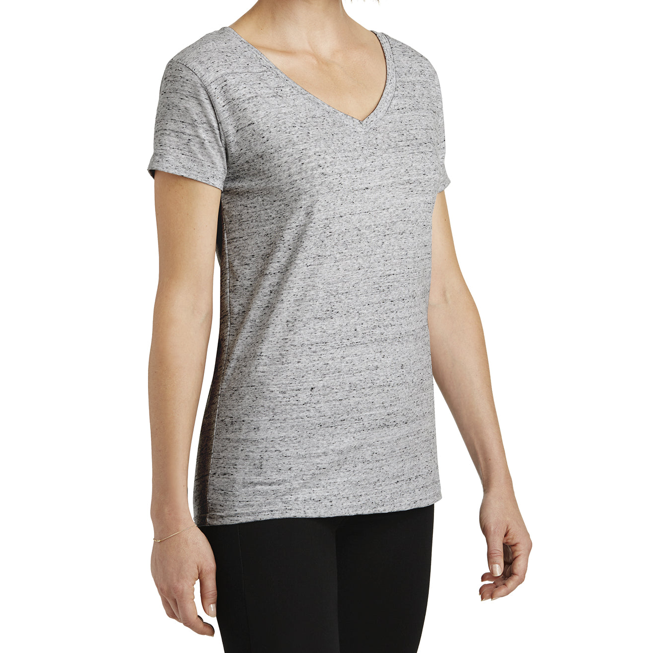 Womens Cosmic Relaxed V-Neck Tee - White/Black Cosmic - Side