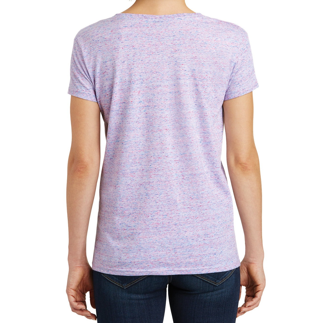 Womens Cosmic Relaxed V-Neck Tee - White/Pink Cosmic - Back
