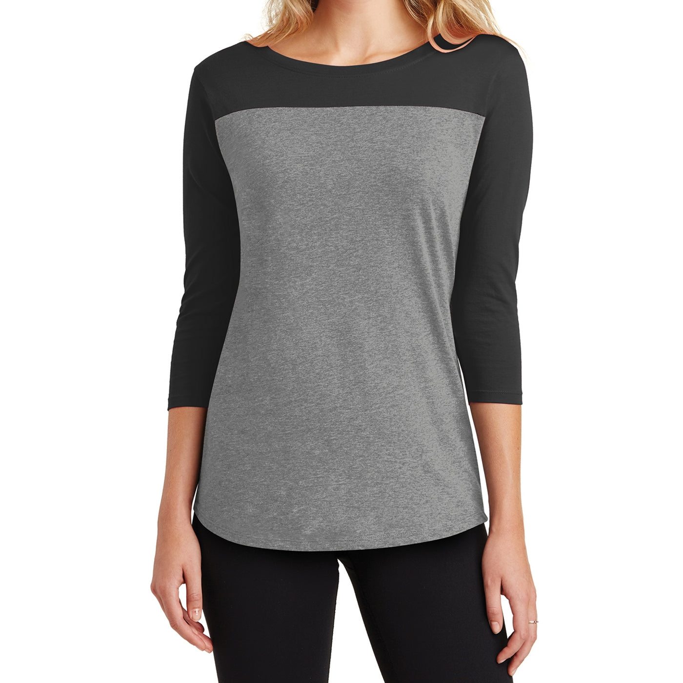 Women's Juniors Rally 3/4-Sleeve Tee - Black/ Grey Frost