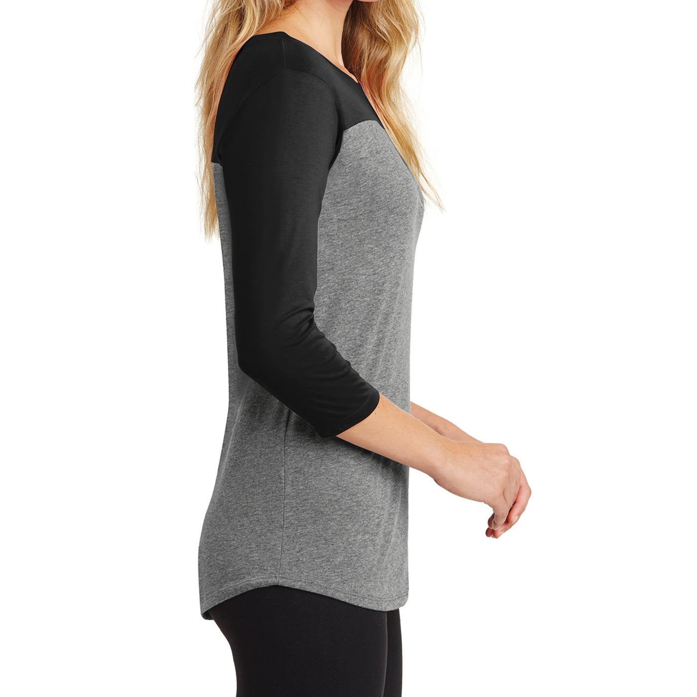 Women's Juniors Rally 3/4-Sleeve Tee - Black/ Grey Frost