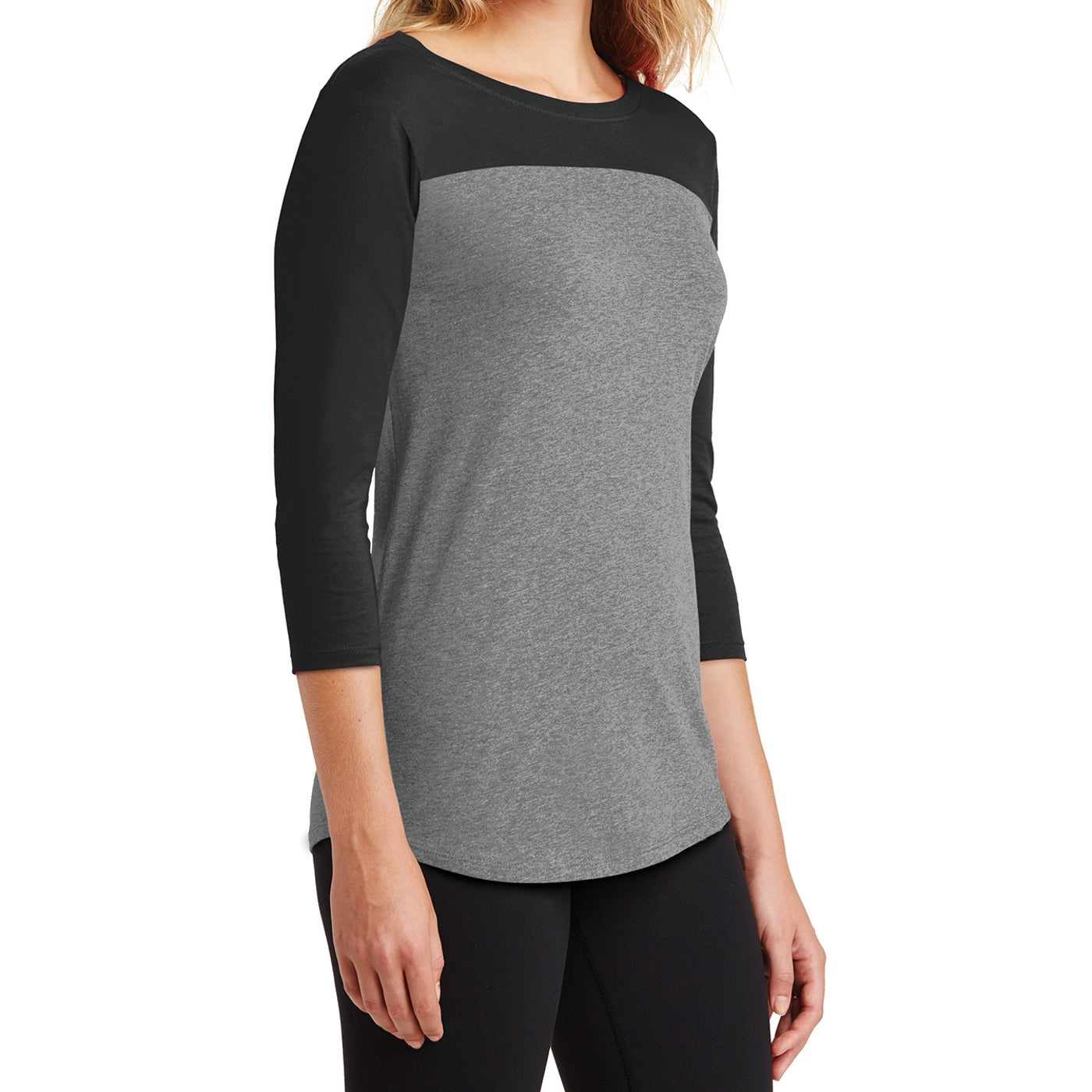 Women's Juniors Rally 3/4-Sleeve Tee - Black/ Grey Frost