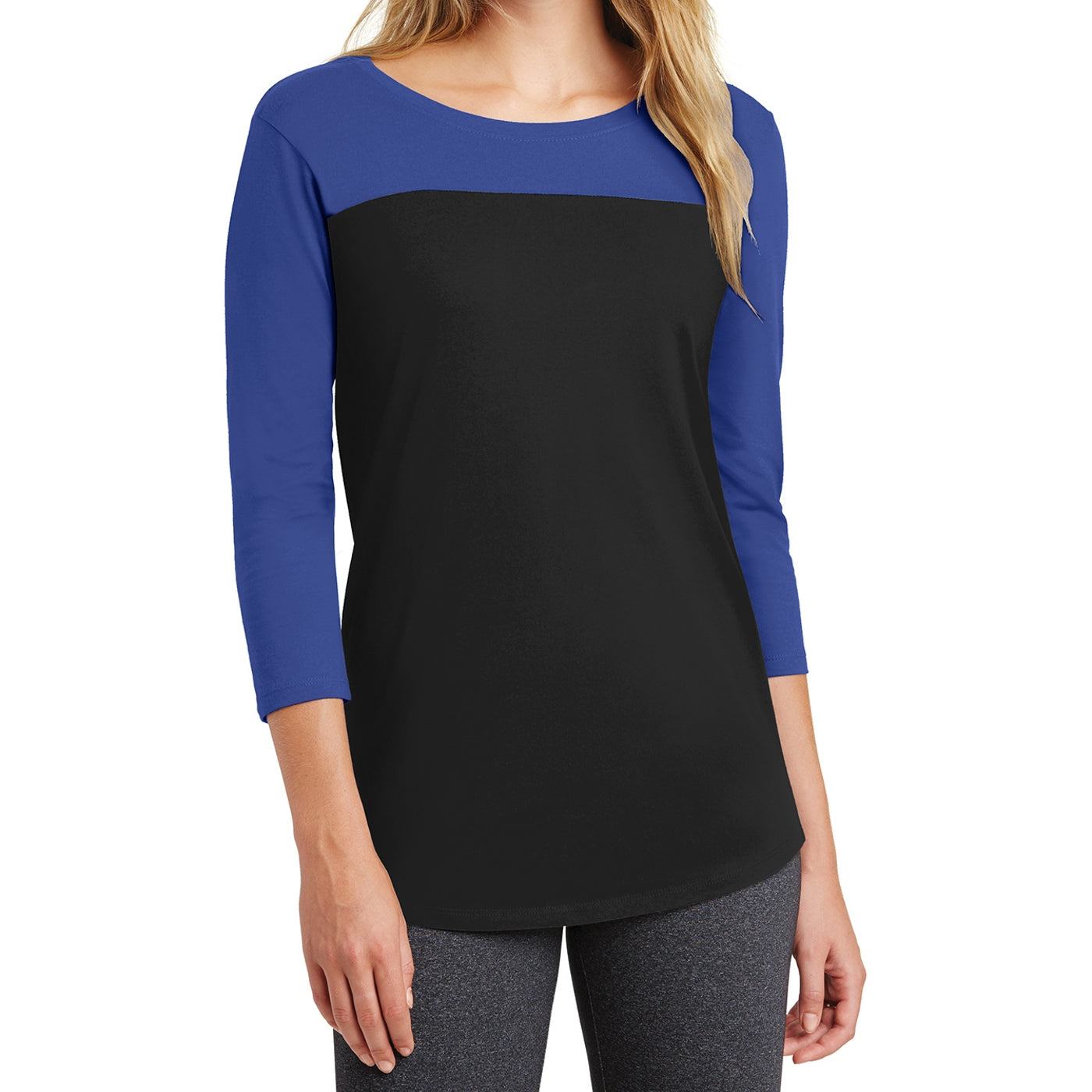 Women's Juniors Rally 3/4-Sleeve Tee - Deep Royal/ Black