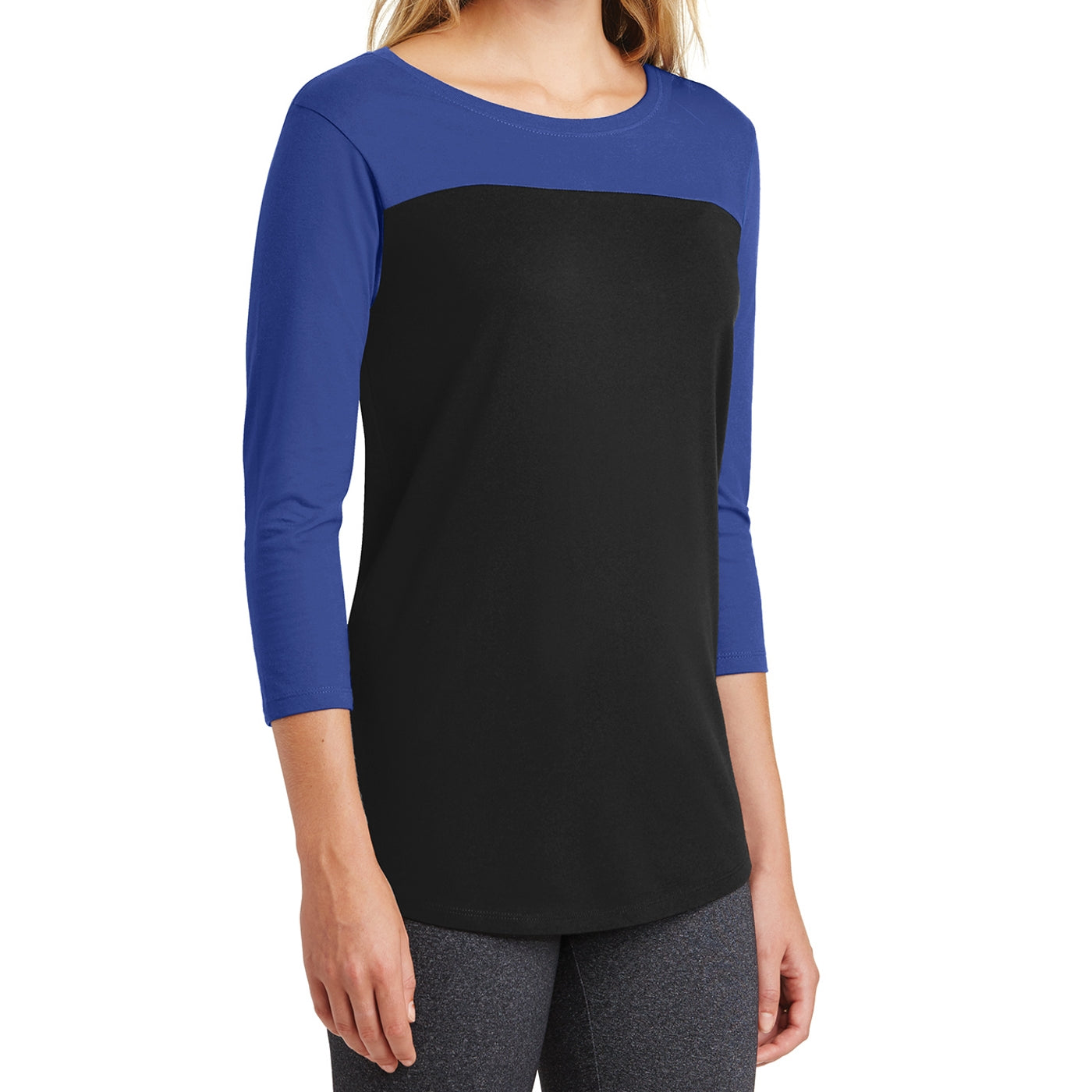 Women's Juniors Rally 3/4-Sleeve Tee - Deep Royal/ Black