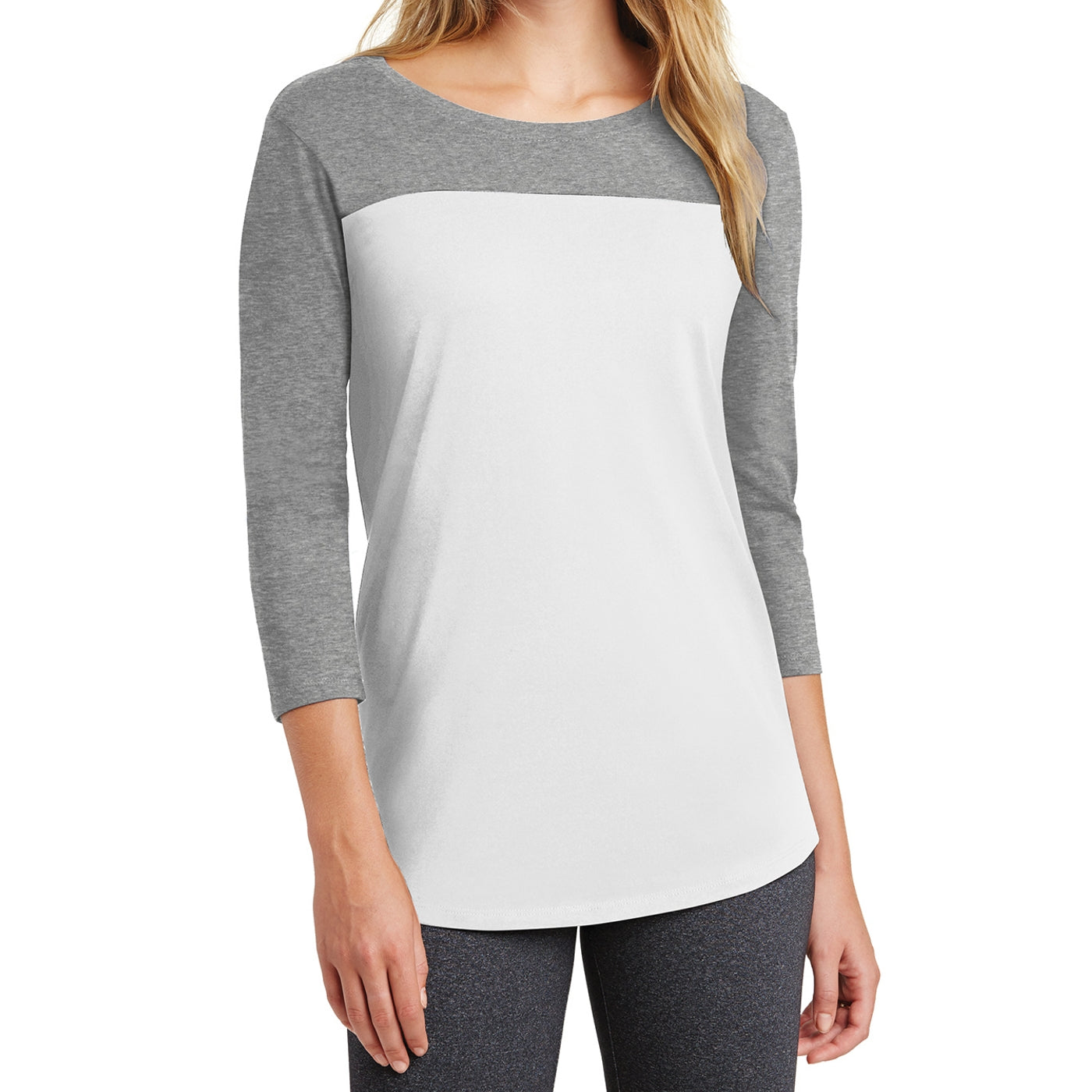 Women's Juniors Rally 3/4-Sleeve Tee - Grey Frost/ White