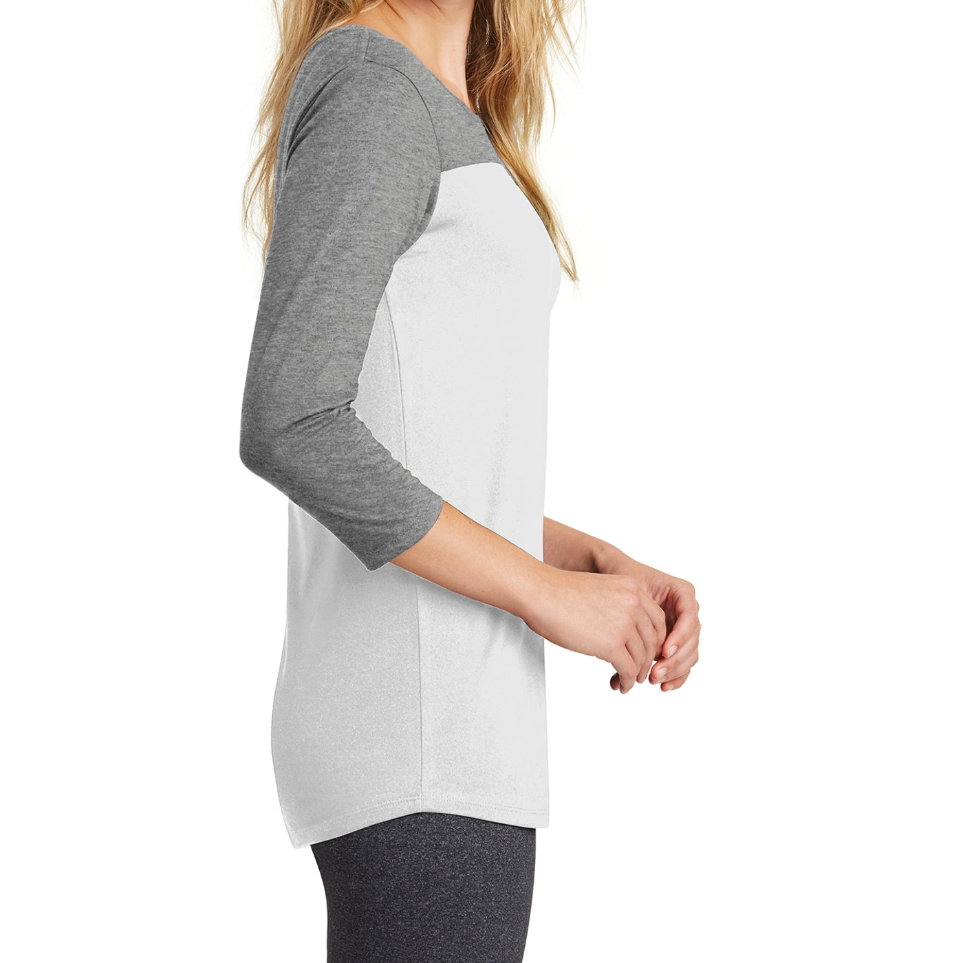Women's Juniors Rally 3/4-Sleeve Tee - Grey Frost/ White