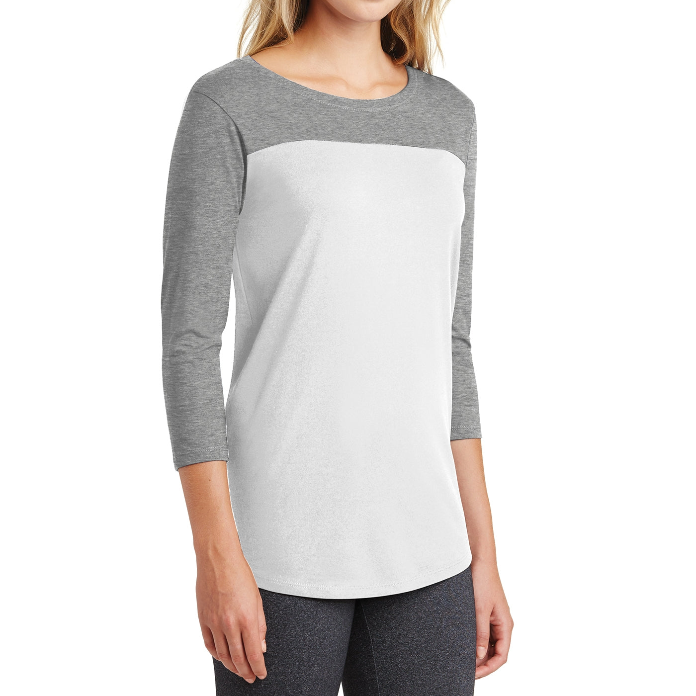 Women's Juniors Rally 3/4-Sleeve Tee - Grey Frost/ White