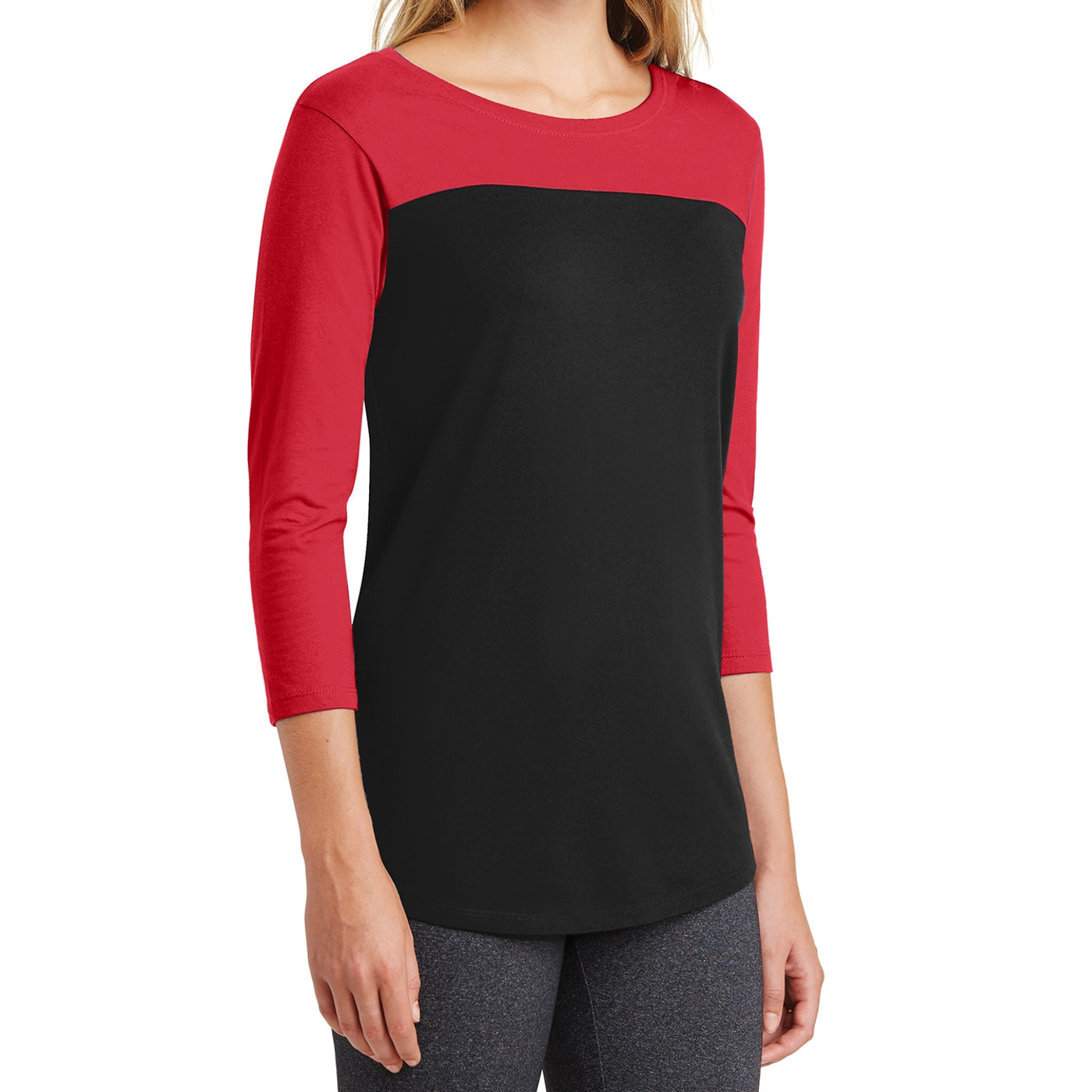 Women's Juniors Rally 3/4-Sleeve Tee - New Red/ Black