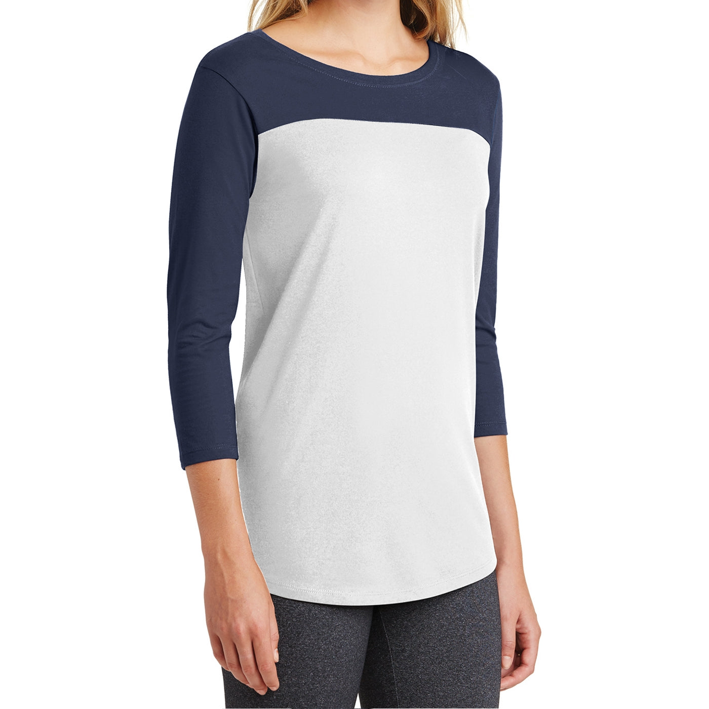 Women's Juniors Rally 3/4-Sleeve Tee - True Navy/ White