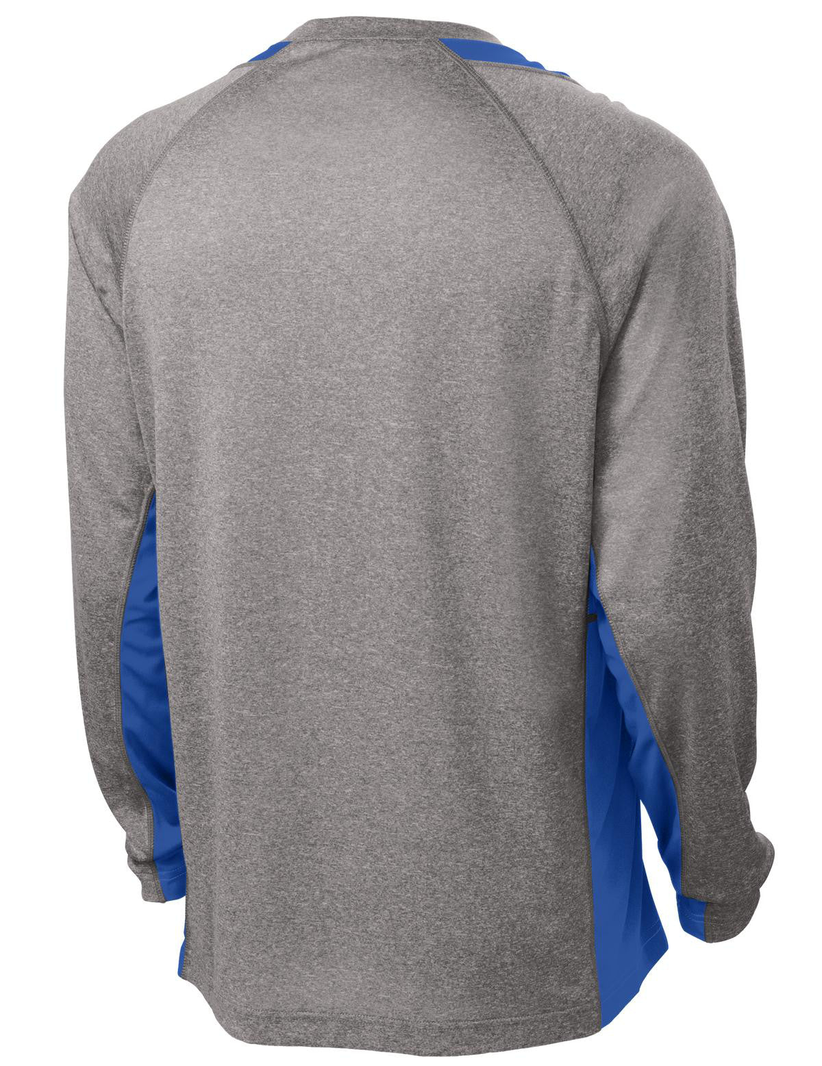 Mafoose Men's Long Sleeve Heather Colorblock Contender Tee Shirt Vintage Heather/ True Royal-Back
