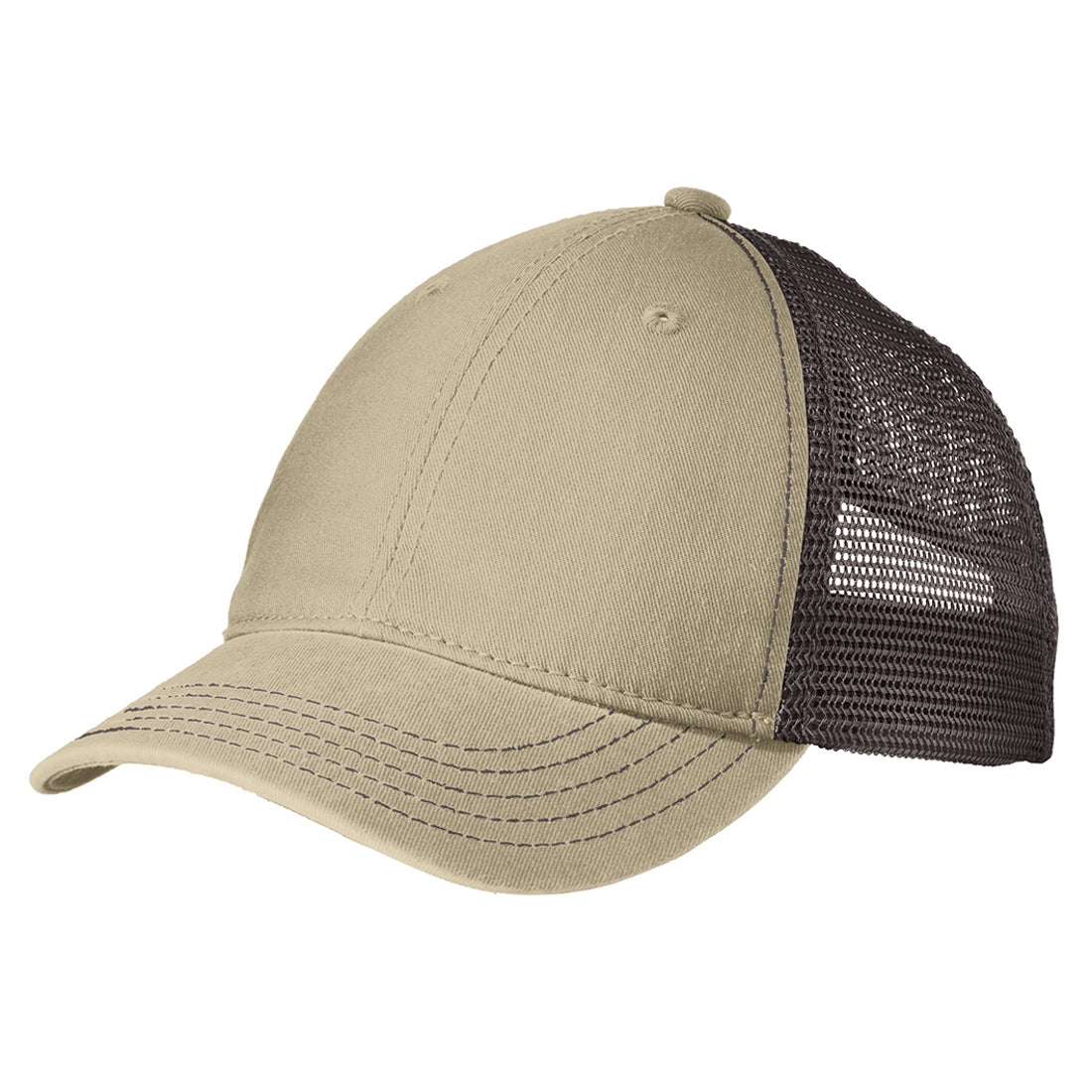 Men's Super Soft Mesh Back Cap - Khaki/ Chocolate Brown