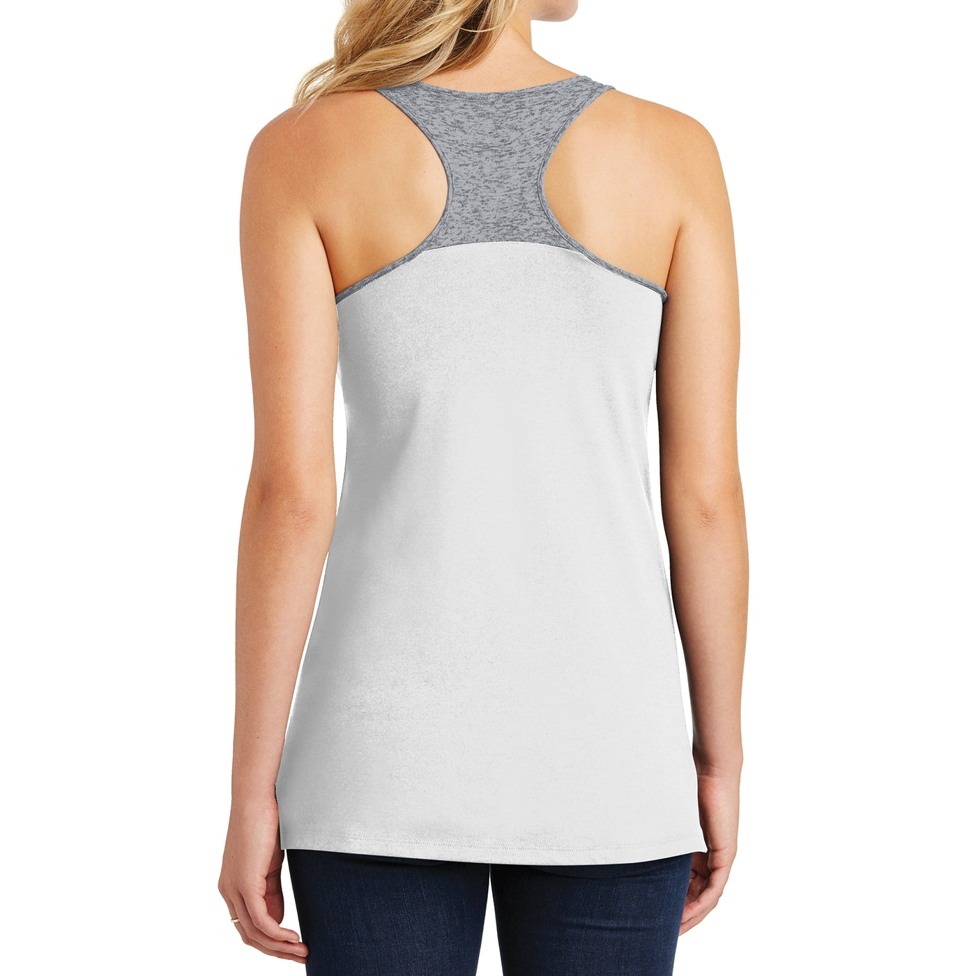 District Juniors Varsity Tank - White/ Heathered Nickel