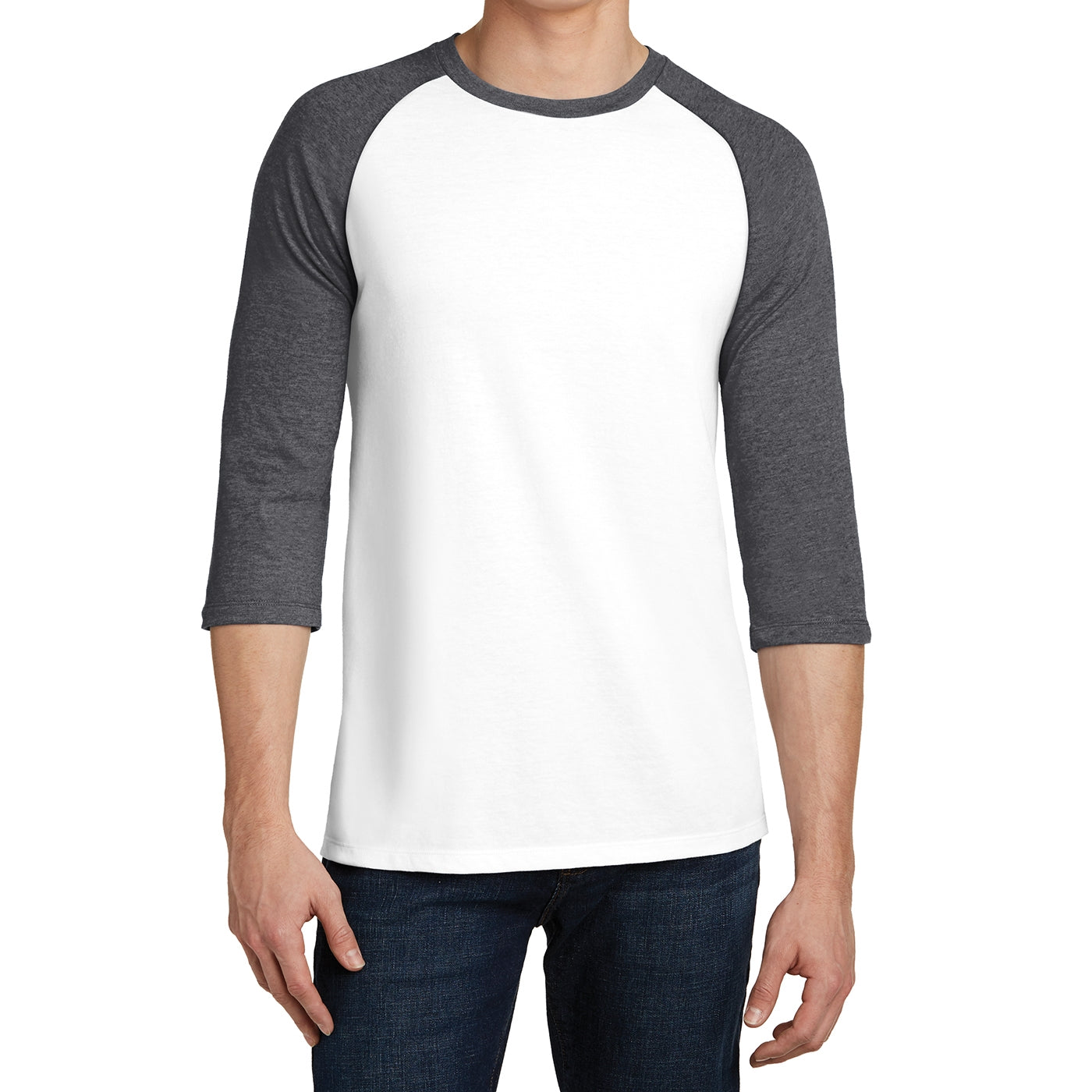 Men's Young Very Important Tee 3/4-Sleeve Raglan - Heathered Charcoal/ White