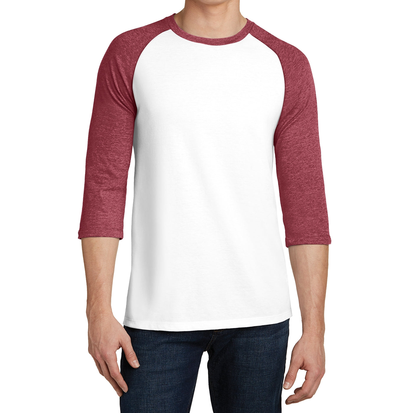 Men's Young Very Important Tee 3/4-Sleeve Raglan - Heathered Red/ White
