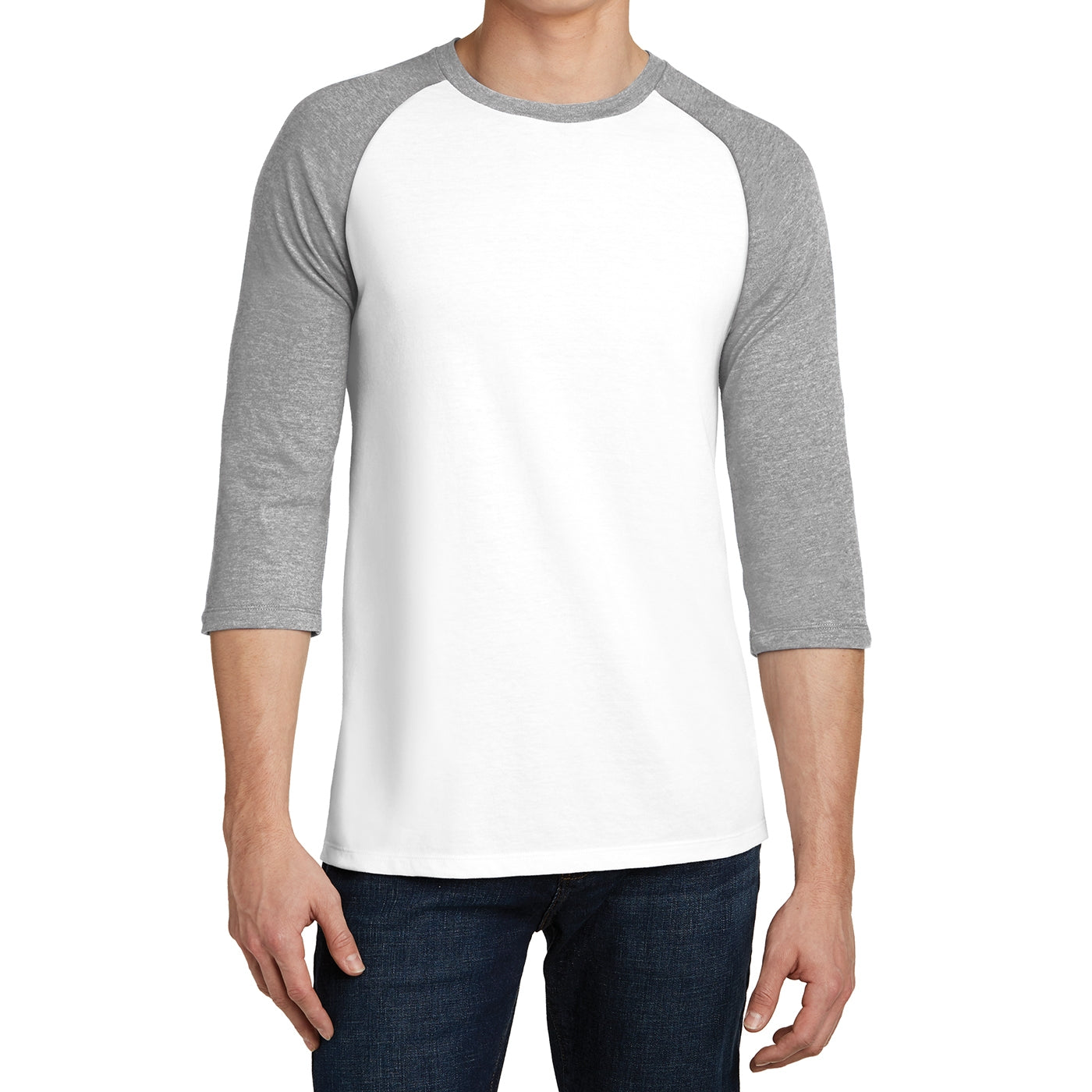 Men's Young Very Important Tee 3/4-Sleeve Raglan - Light Heather Grey/ White