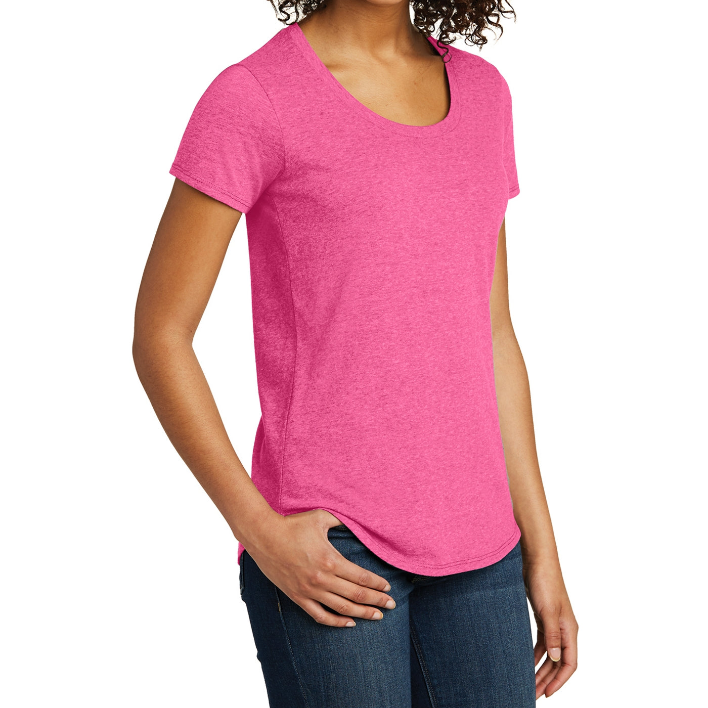 Women's Juniors Scoop Neck Very Important Tee - Fuchsia Frost