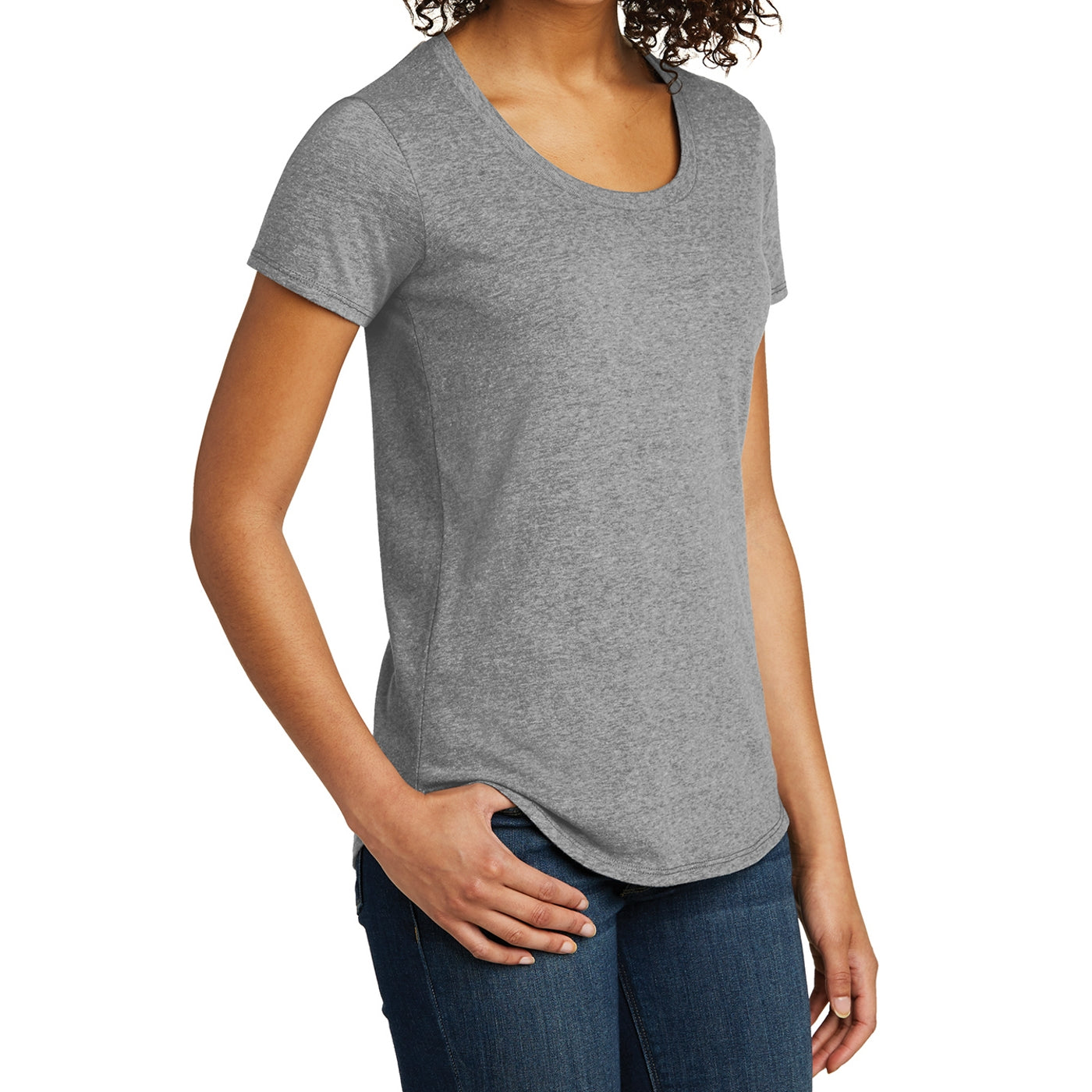 Women's Juniors Scoop Neck Very Important Tee - Grey Frost