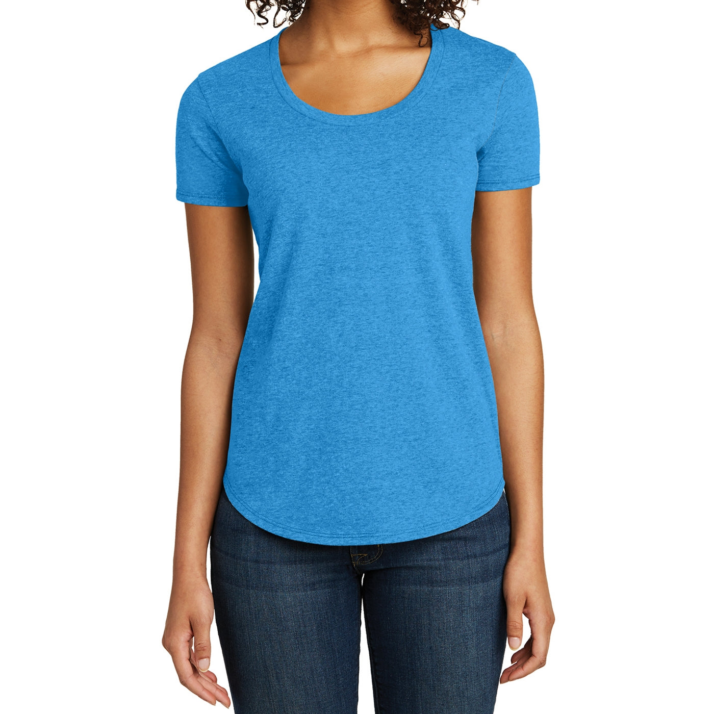 Women's Juniors Scoop Neck Very Important Tee - Heather Bright Turquoise