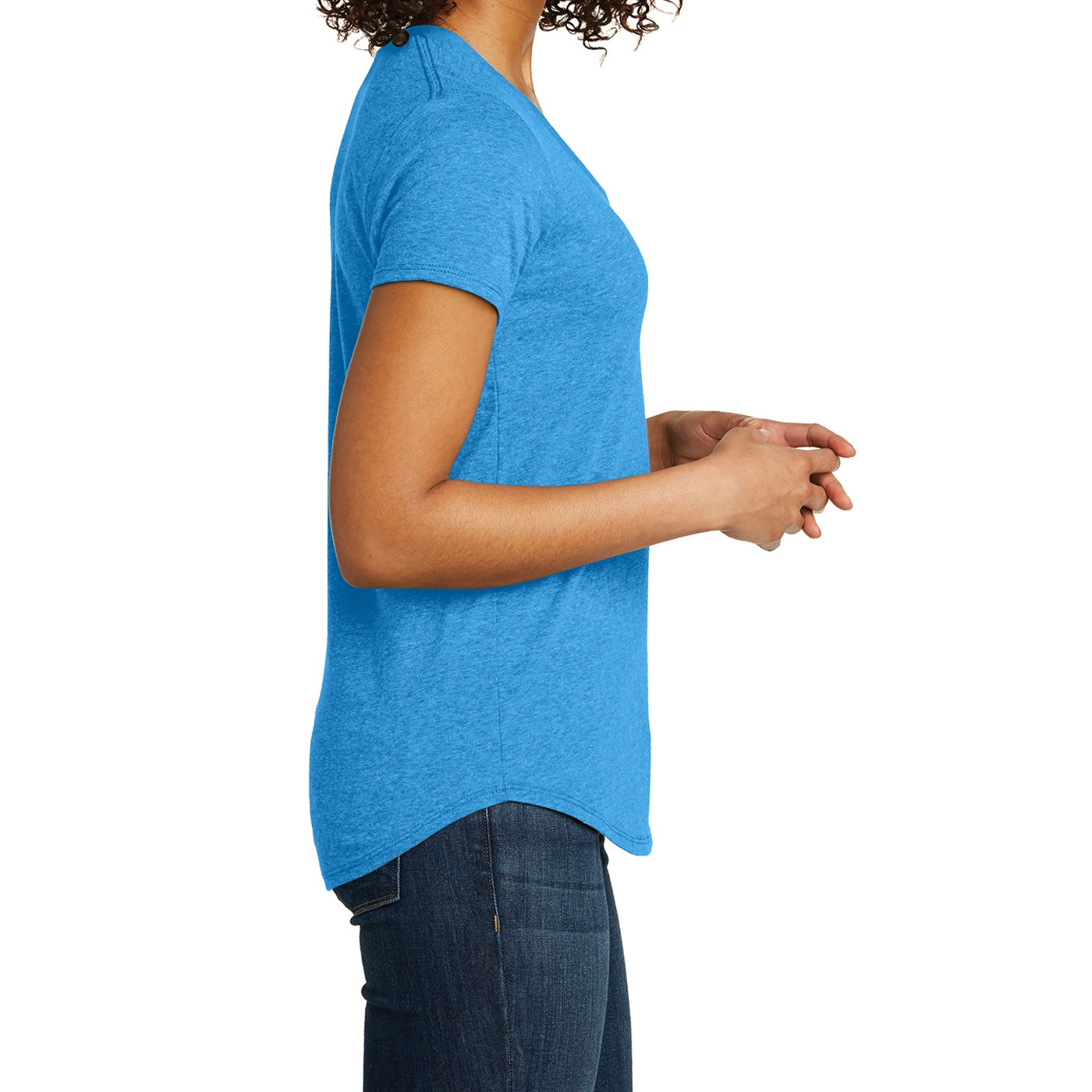 Women's Juniors Scoop Neck Very Important Tee - Heather Bright Turquoise