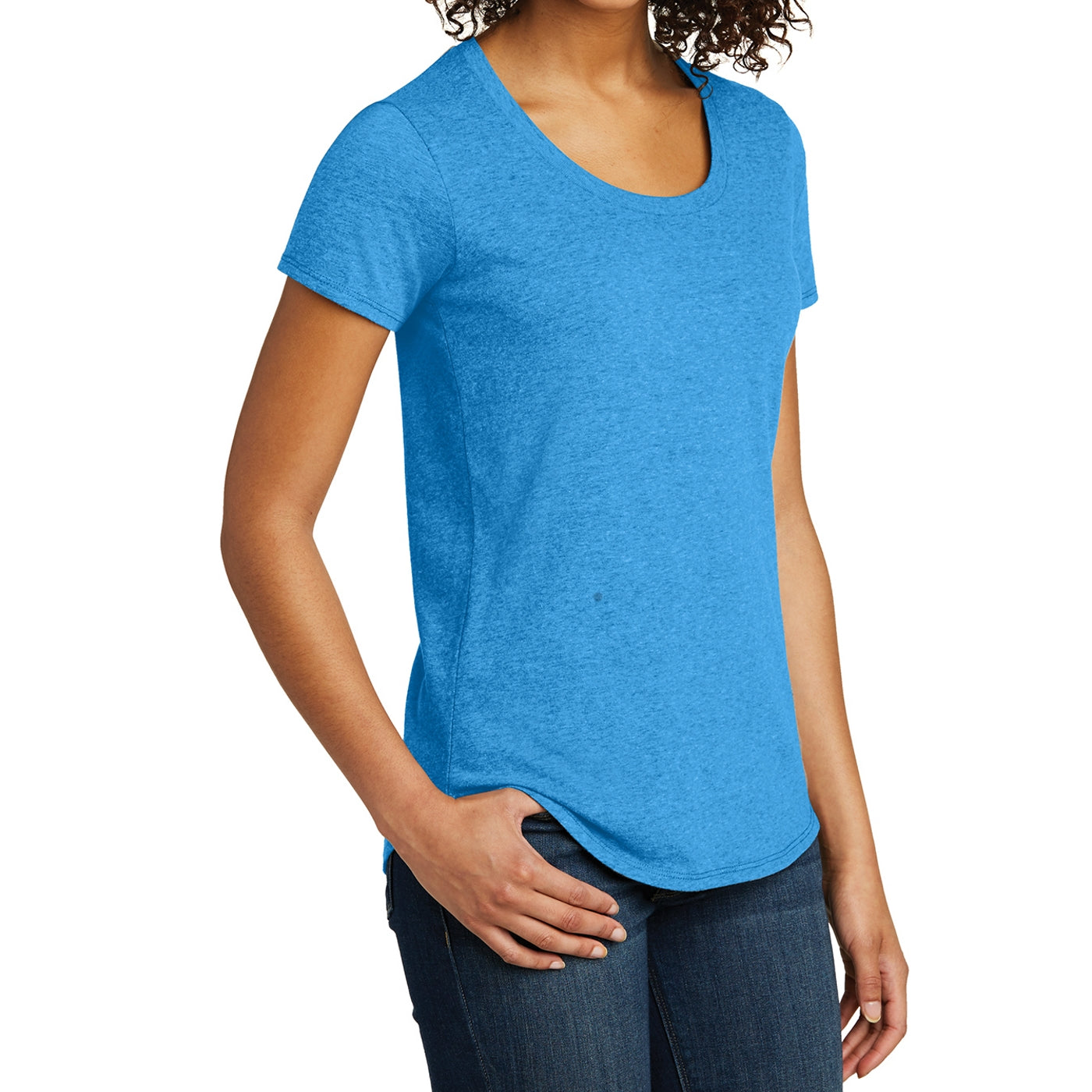 Women's Juniors Scoop Neck Very Important Tee - Heather Bright Turquoise
