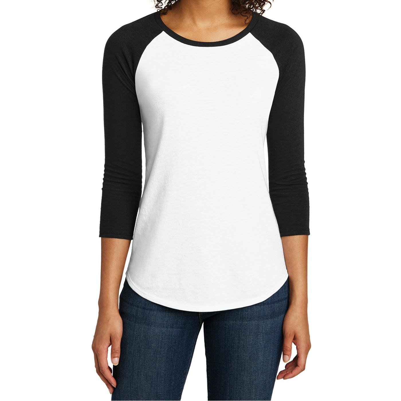Women's Juniors Very Important Tee 3/4-Sleeve Raglan - Black/ White